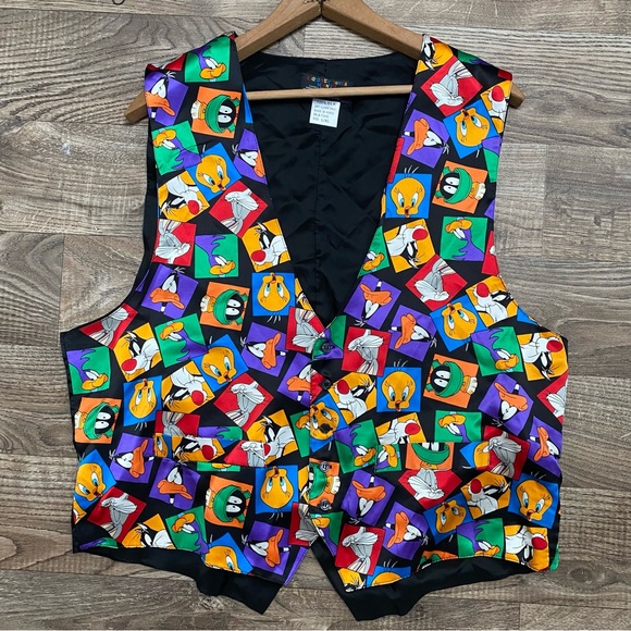 Vintage 1994 Looney Tunes Silk Waistcoat Vest - Picture 8 of 10